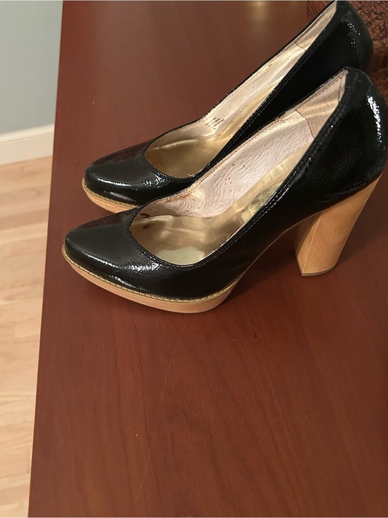 Michael Kors Shoes - Michael Kors Classic Black Patent Platform Pump with Wood-Tone Block Heel